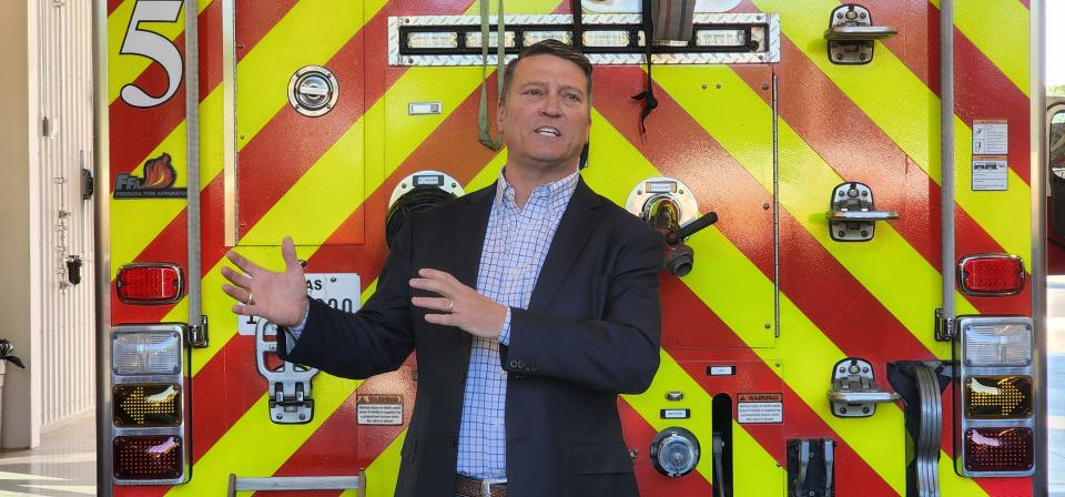 U.S. Rep Ronny Jackson speaks about his goals with first respionders Wednesday morning while on a tour of Amarillo Fire Station No. 5.