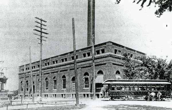 This photo shows the Toledo and Monroe Railway Powerhouse as it appeared in 1901. The building sat on the land originally occupied by the Wayne Stockade and supplied electricity to the interurban trolley network that ran in the region from the late 19th century to the early parts of the 20th century.