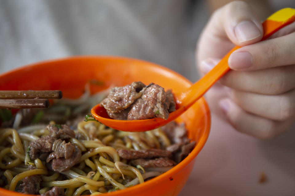 Kim Huat Teochew Beef Noodles - Sliced Beef closeup