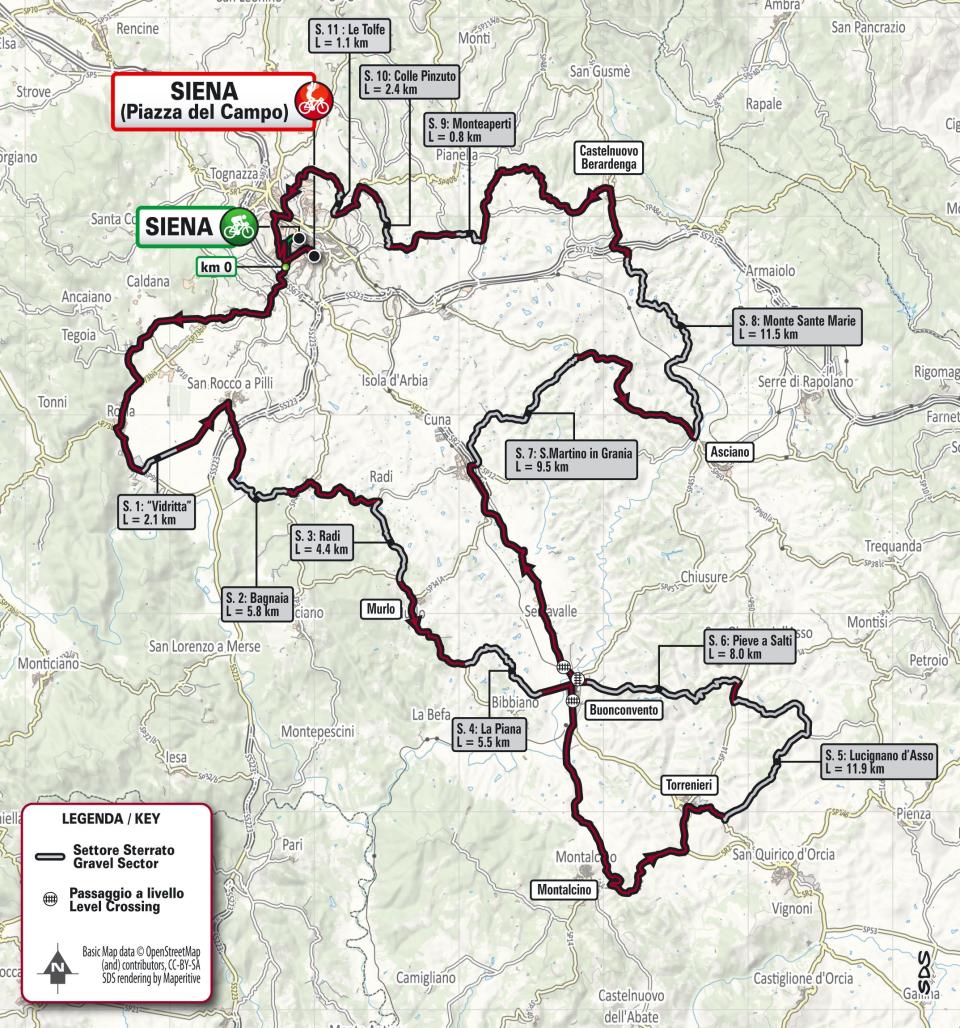 Strade Bianche 2022 route