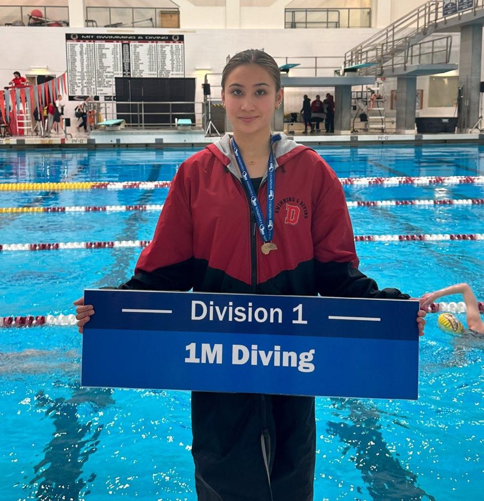 B.M.C. Durfee High School diver Rachael Silva finished first in the Division I 1-meter diving event at MIT, as seen in this file photo.