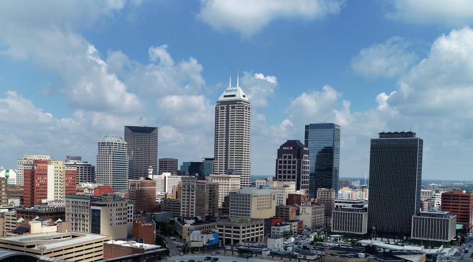 The Downtown Indianapolis skyline is pictured on Aug. 14, 2019.