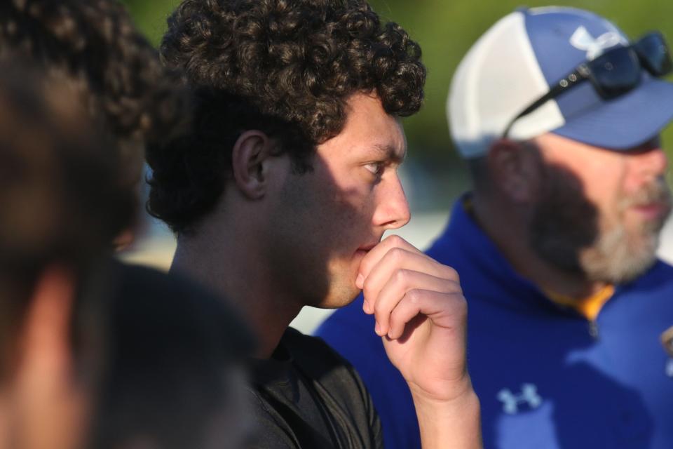 Ontario's Gage Weaver will have his gameface on when the Warriors take on Lexington in the district championship match on Thursday.
