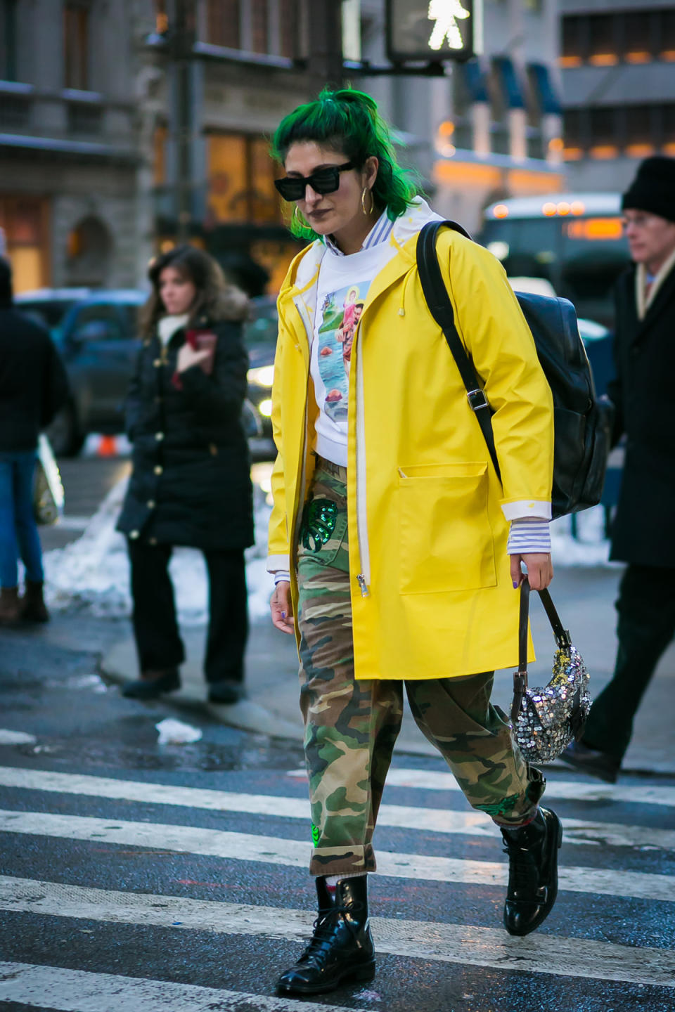 Preetma Singh wears her signature bright layers at New York Fashion Week.