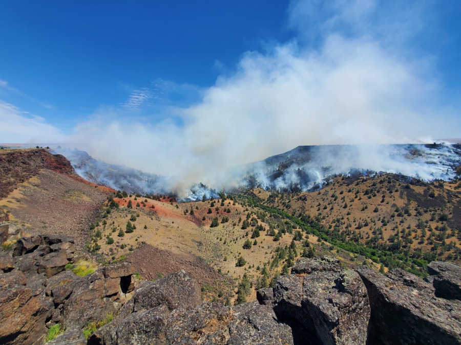 Crews continue to battle the Long Bend Fire near Maupin, Ore. on June 23, 2024. (Courtesy: Gabor Gardonyi)