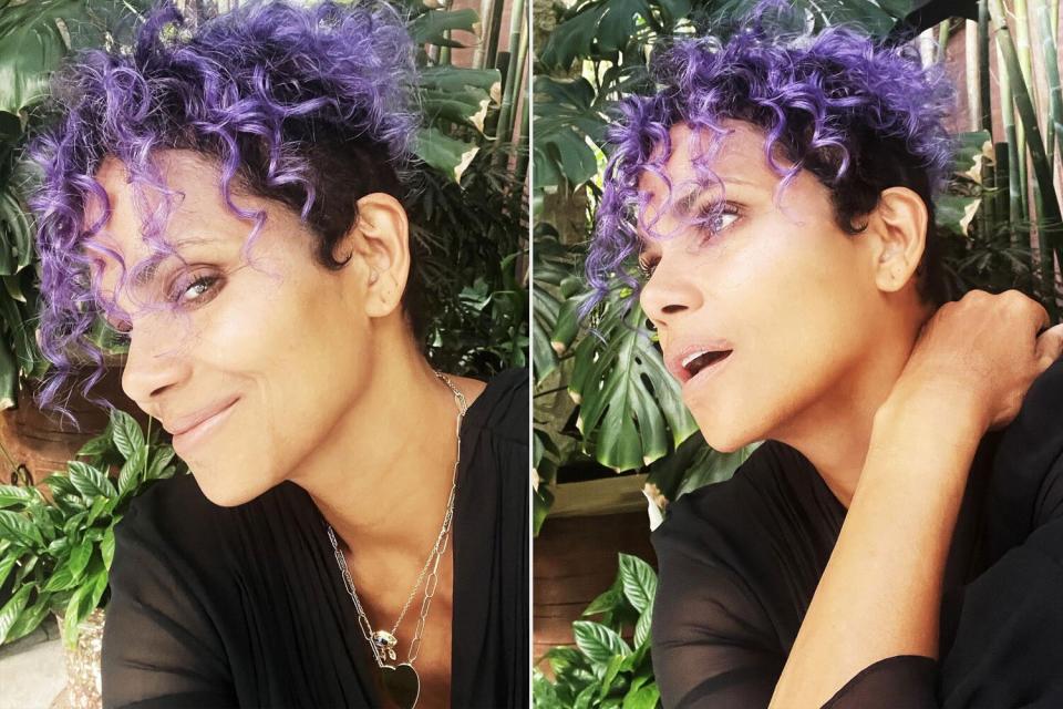 Halle Berry Debuts Purple Curls at UFC Event with Boyfriend Van Hunt: 'My Hair Is Quite Busy'. https://www.instagram.com/p/Cg7vCMiLq1u/?igshid=YmMyMTA2M2Y%3D