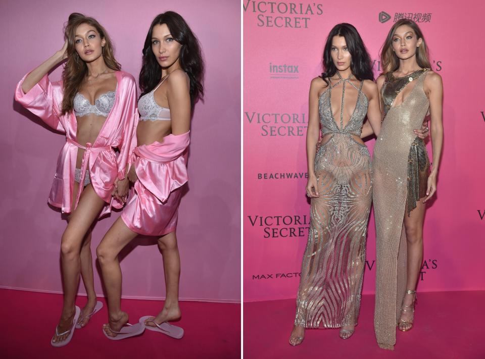 Gigi and Bella Hadid at the 2016 Victoria's Secret Fashion Show and after party.