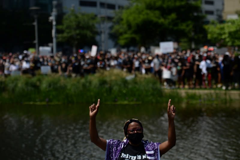 Protesters gather against the death in Minneapolis police custody of George Floyd, in Houston