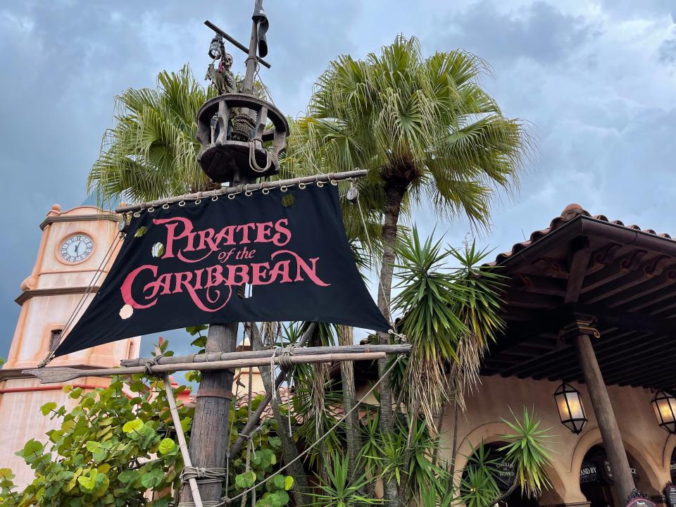 exterior shot of pirates of the caribbean attraction at disney world