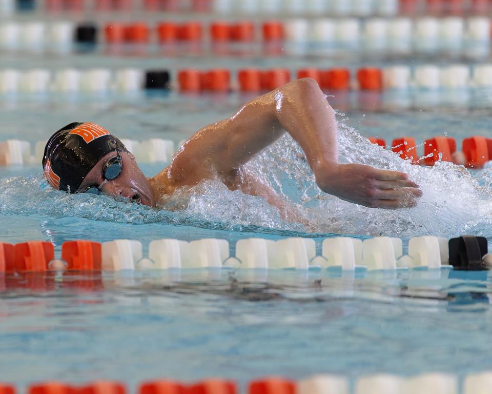 Brighton's John McHugh had two first-place finishes in the KLAA swimming and diving meet.