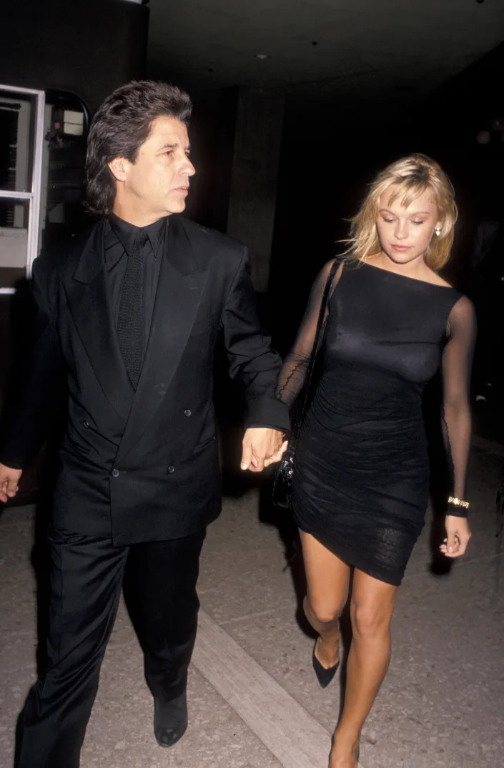 Producer Jon Peters and model Pamela Anderson attend the premiere of 