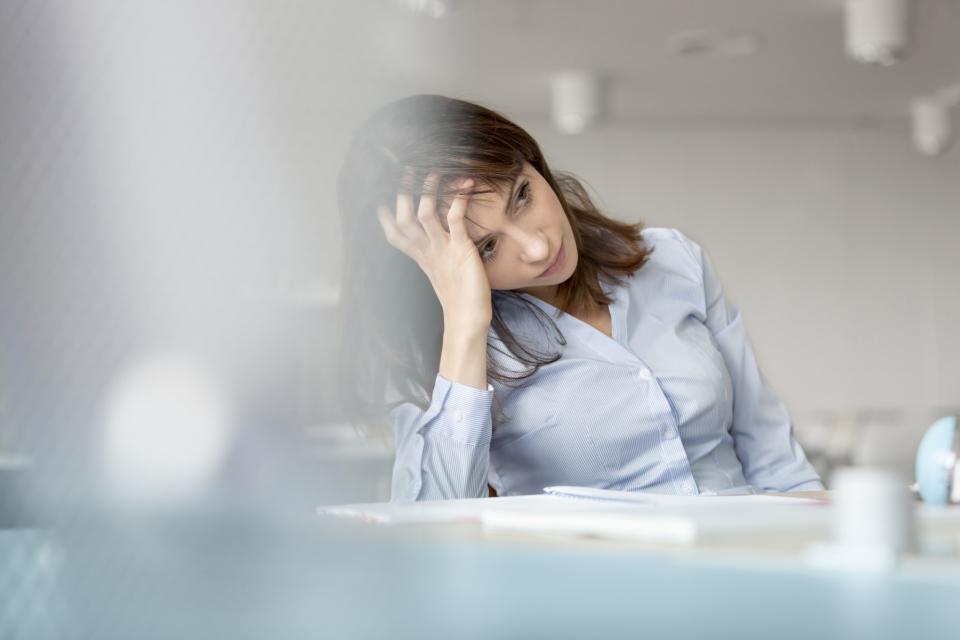 Woman stressed at work