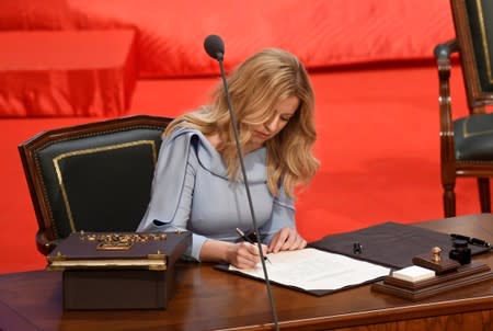 Slovakia's President Zuzana Caputova takes office in Bratislava