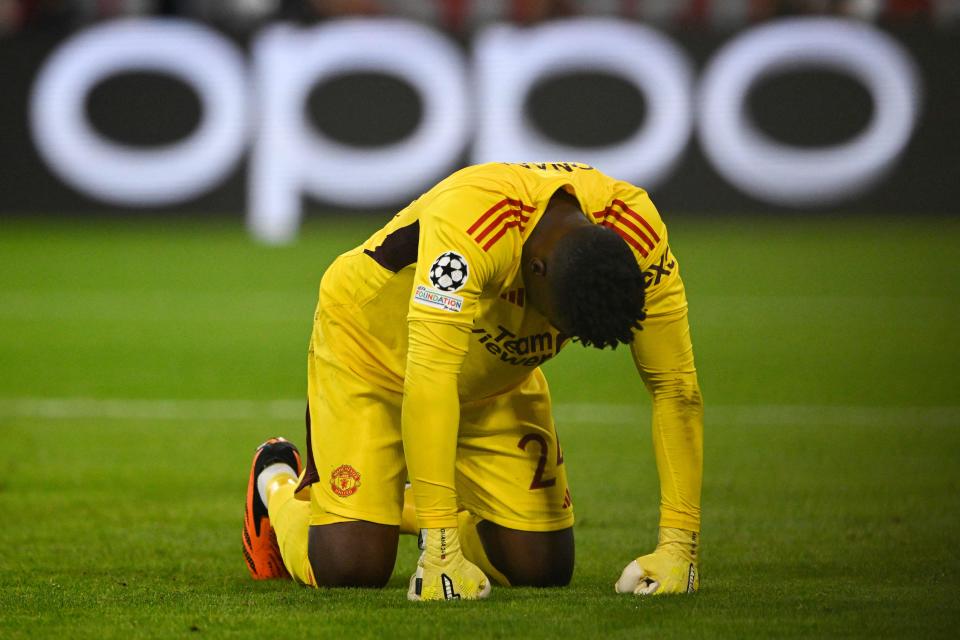 Onana was visibly upset after failing to stop Sané’s fairly tame effort (AFP via Getty Images)