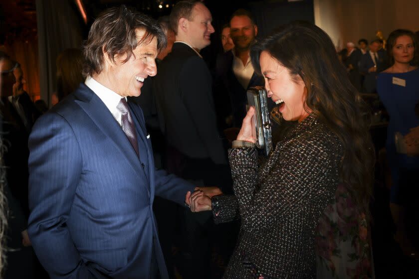 Beverly Hills, CA - February 13: Tom Cruise and Michelle Yeoh attends the 95th Academy Awards Nominees Luncheon at the Beverly Hilton , in Beverly Hills, CA, Monday, Feb. 13, 2023. The Oscars will broacast on ABC, Sunday March 12, 2023. (Jay L. Clendenin / Los Angeles Times)