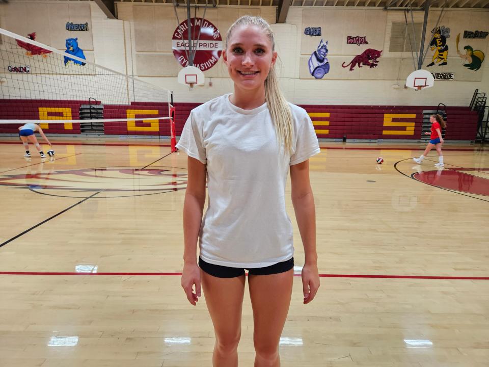 West Valley senior outside hitter Reese Byxbe is another versatile athlete who can both attack the net and play the back row with equal effectiveness.