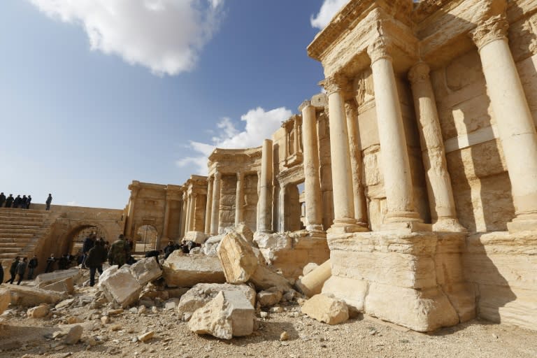 The Roman amphitheatre in the ancient city of Palmyra, has been heavyly damaged in the regime's recapture of Palmyra