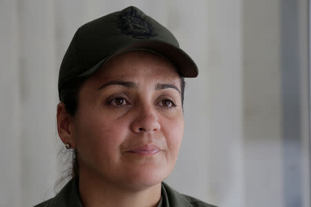 Venezuelan National Guard Kari Castro Marquez attends an interview with Reuters in Cucuta, Colombia February 24, 2019. Picture taken February 24, 2019. REUTERS/Marco Bello
