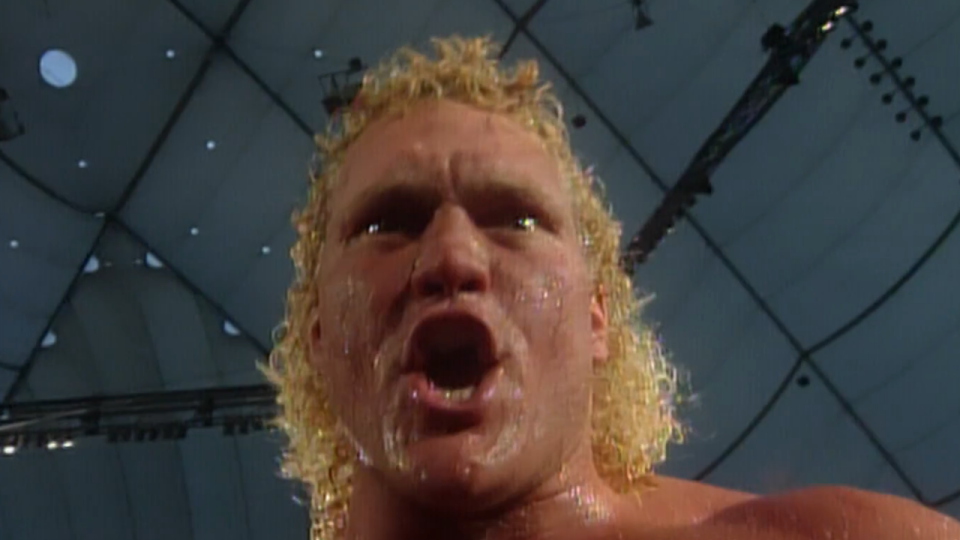 Sid screaming at the camera at WrestleMania VIII.