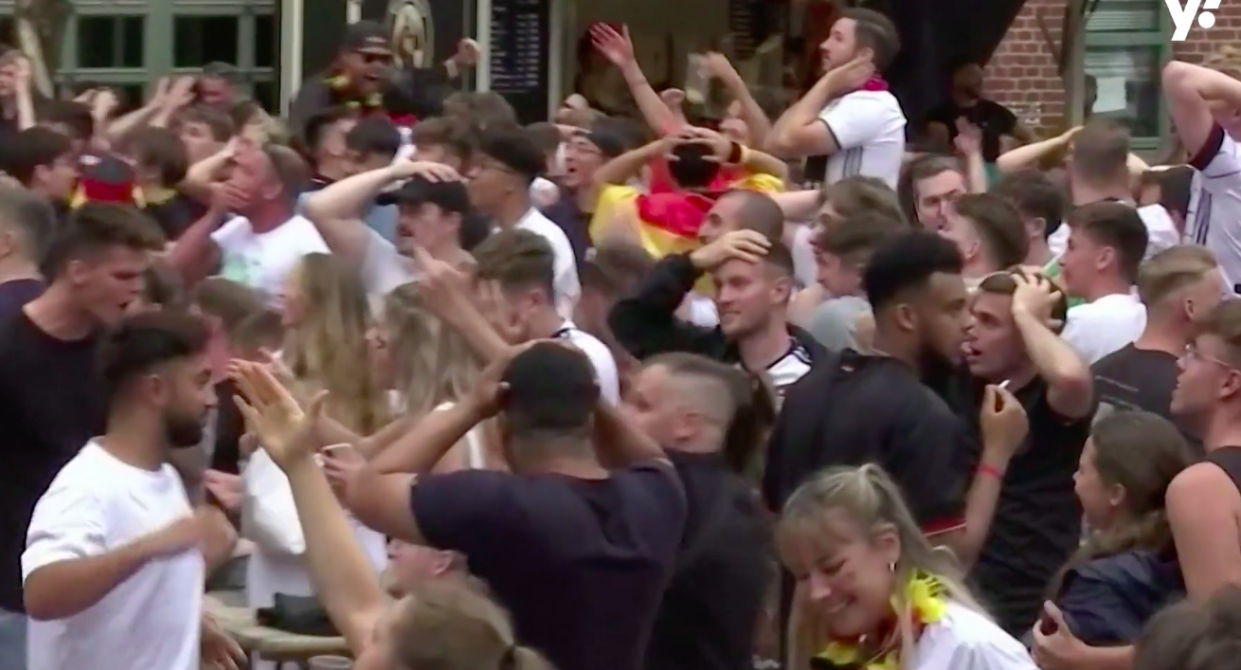 Joy turned to despair as German fans realised Thomas Muller had not scored.