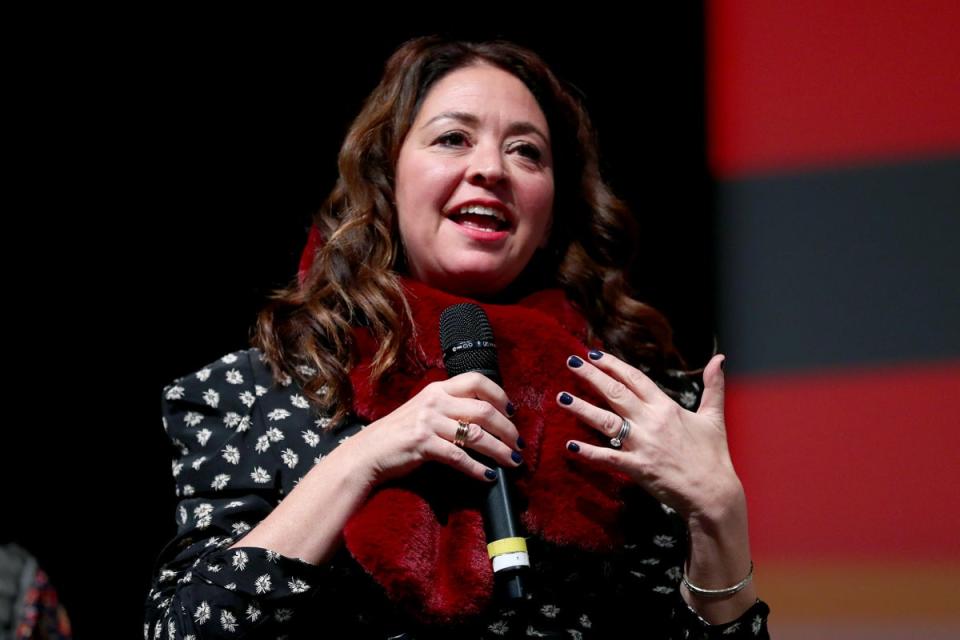 Garbus speaking at the premiere of her Netflix film “Lost Girls” in 2020 (Getty Images for Netflix)