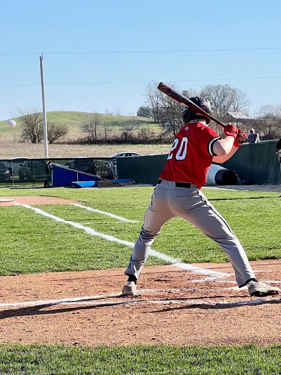 Marion Harding's Nick Hecker watches a pitch during a Mid Ohio Athletic Conference baseball game at Highland last week.