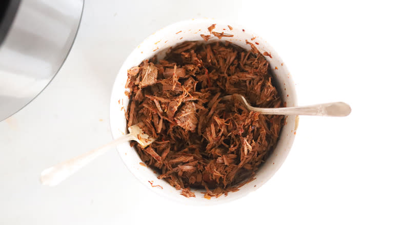 shredded beef in a bowl