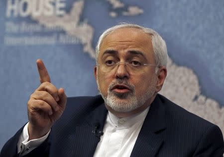 Iran's Foreign Minister Mohammad Javad Zarif speaks at Chatham House in London, Britain February 4, 2016. REUTERS/Neil Hall