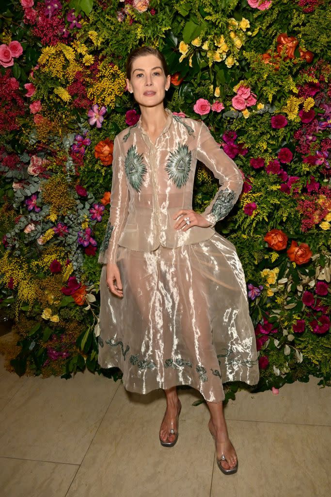 london, england february 18 rosamund pike attends the british vogue and tiffany co celebrate fashion and film party 2024 at annabels on february 18, 2024 in london, england photo by jed cullendave benettgetty images