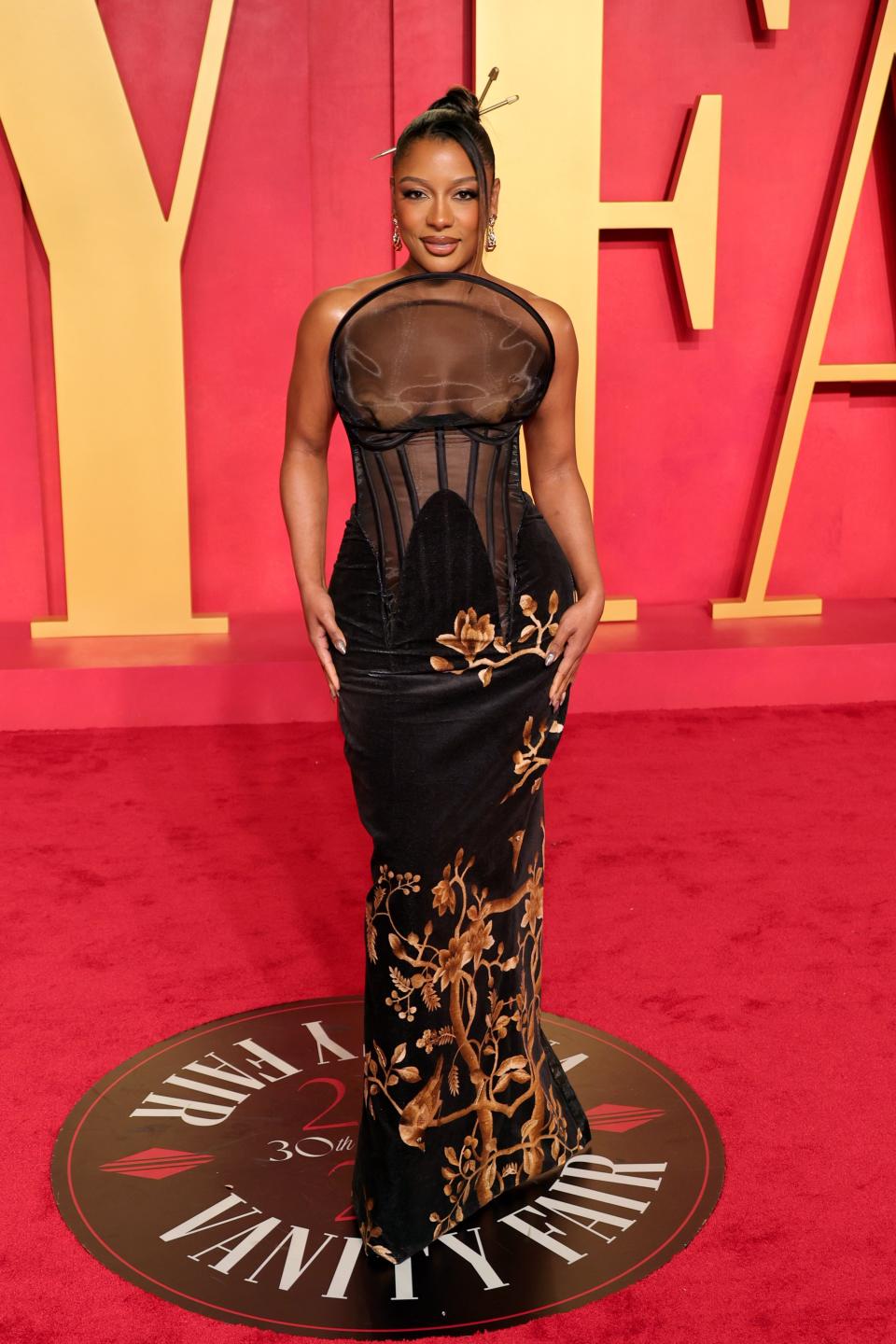 Victoria Monét attends the 2024 Vanity Fair Oscar Party Hosted By Radhika Jones at Wallis Annenberg Center for the Performing Arts on March 10,