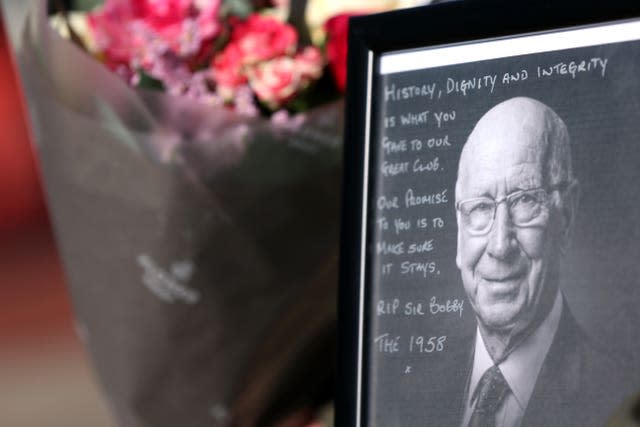 Sir Bobby Charlton tributes at Old Trafford