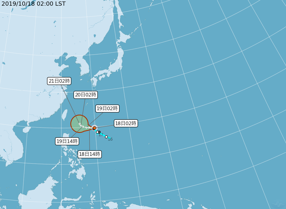 颱風浣熊18日凌晨生成，不會直接接近台灣。（圖／中央氣象局）