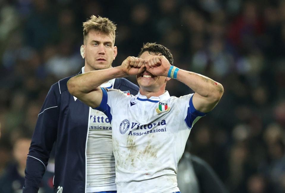 Heartbreak: Paolo Garbisi missed the chance to seal Italy’s maiden away win over France in the Six Nations (Getty Images)