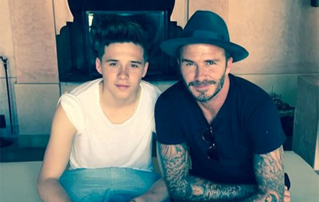 David and Brooklyn Beckham. Photo: Instagram.