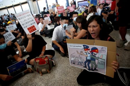 Protest against the recent violence in Yuen Long, at Hong Kong airport