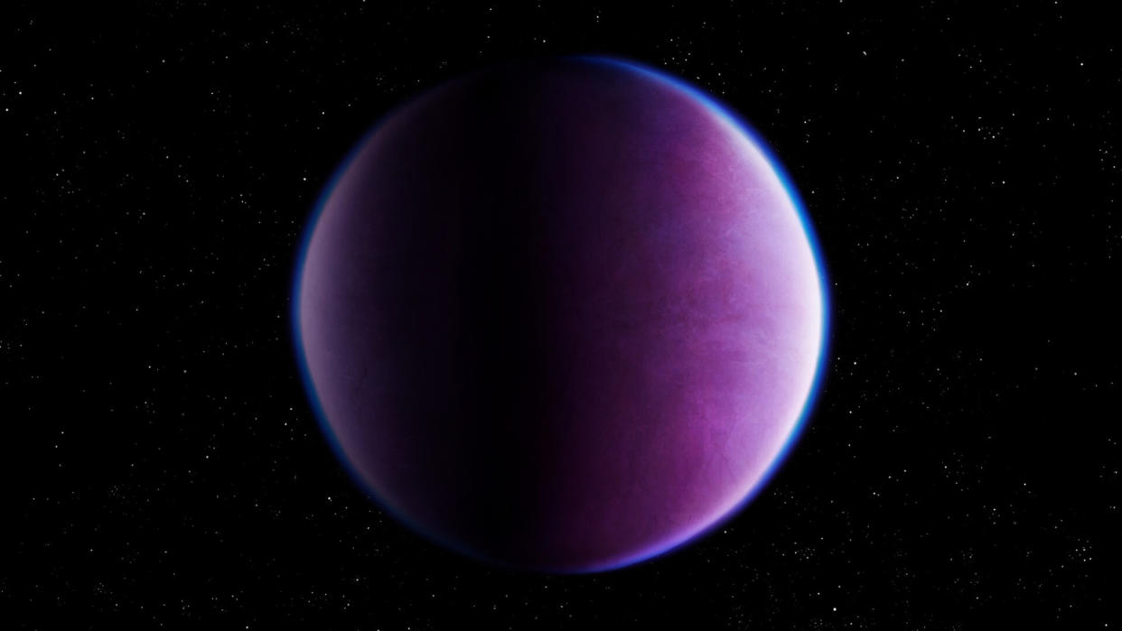  A big blurry purple orb in space. 