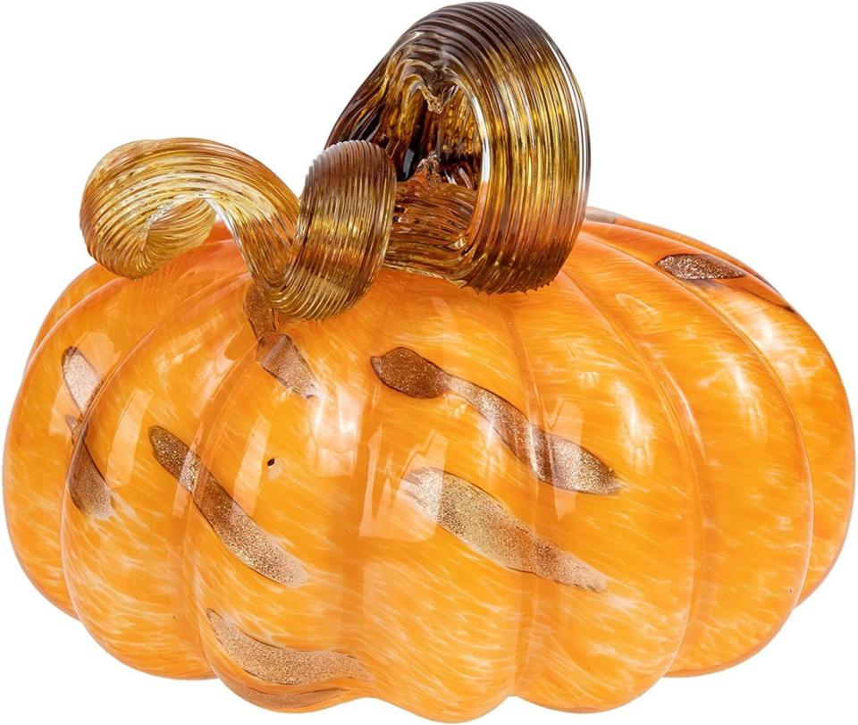 BESPORTBLE Halloween Pumpkin Decor Stained Glass Pumpkin Ornament Pumpkin Statue Desktop Pumpkin Ornament 1Pc ( Orange )