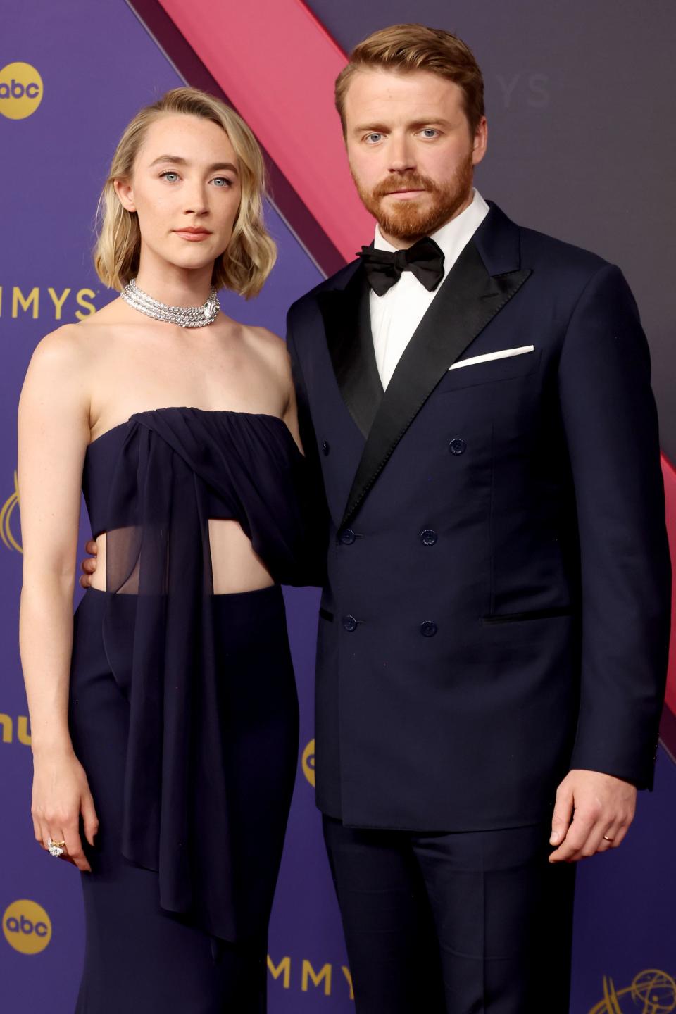 Saoirse Ronan and Jack Lowden attend the 76th Primetime Emmy Awards at Peacock Theater on September 15, 2024 in Los Angeles, California