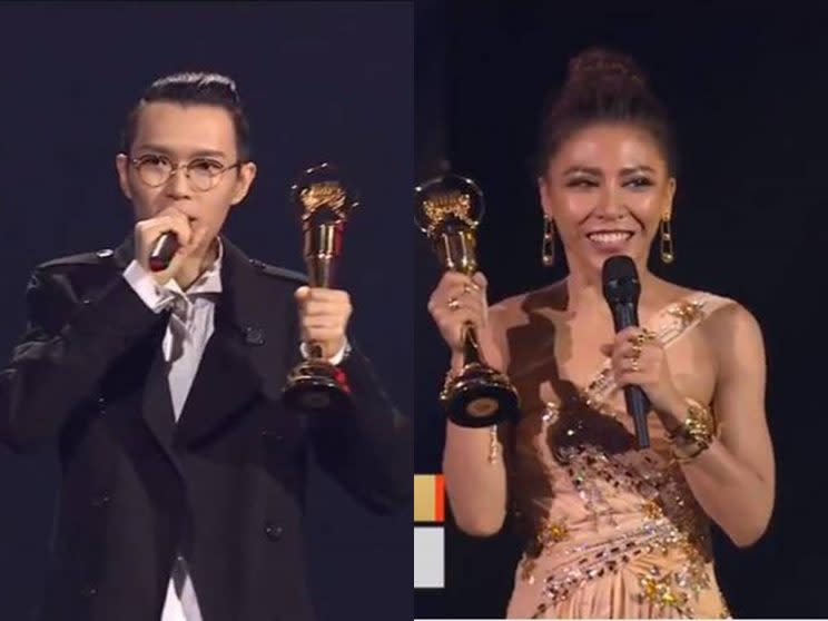 L-R: Khalil Fong and Eve Ai at the 28th Golden Melody Awards (Photo: Yahoo Taiwan)