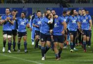 Rugby Union - Rugby Test - Italy v South Africa - Artemio Franchi stadium, Florence, Italy - 19/11/16. Italy's players celebrate at the end of the match against South Africa. REUTERS/Alessandro Bianchi