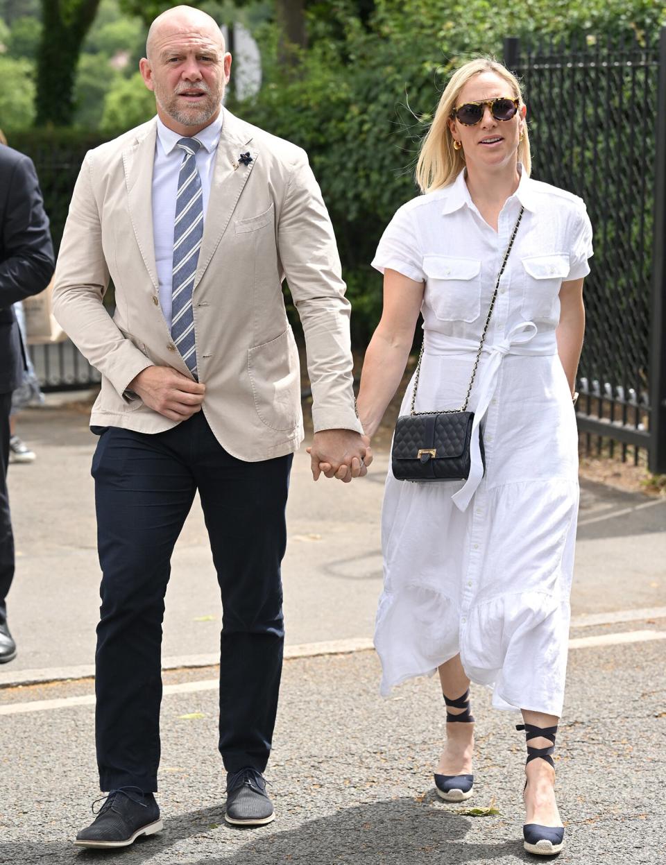 Mike Tindall and Zara Phillips attend Day Two of Wimbledon 2022