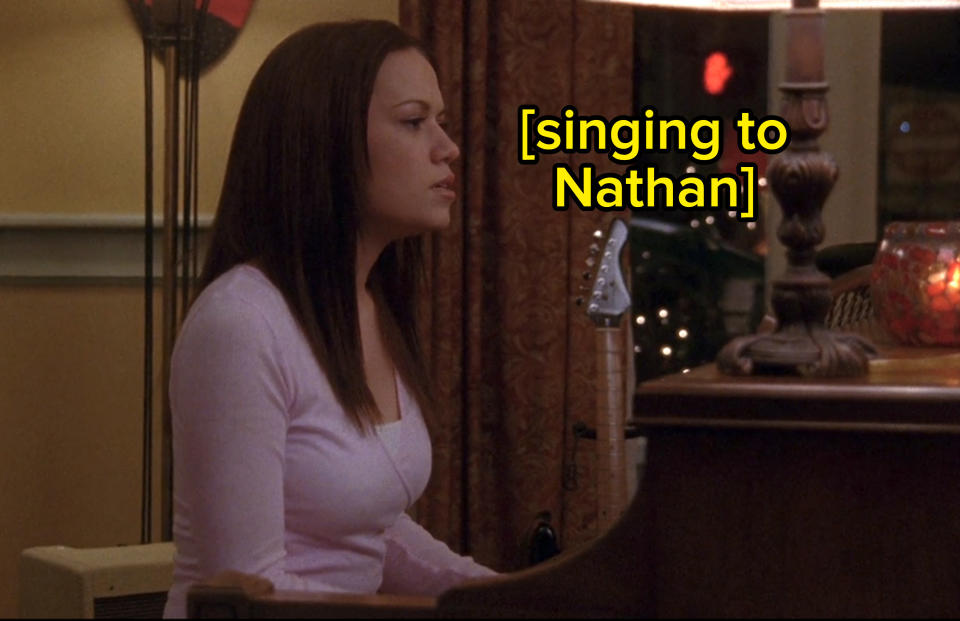 Haley at a piano singing
