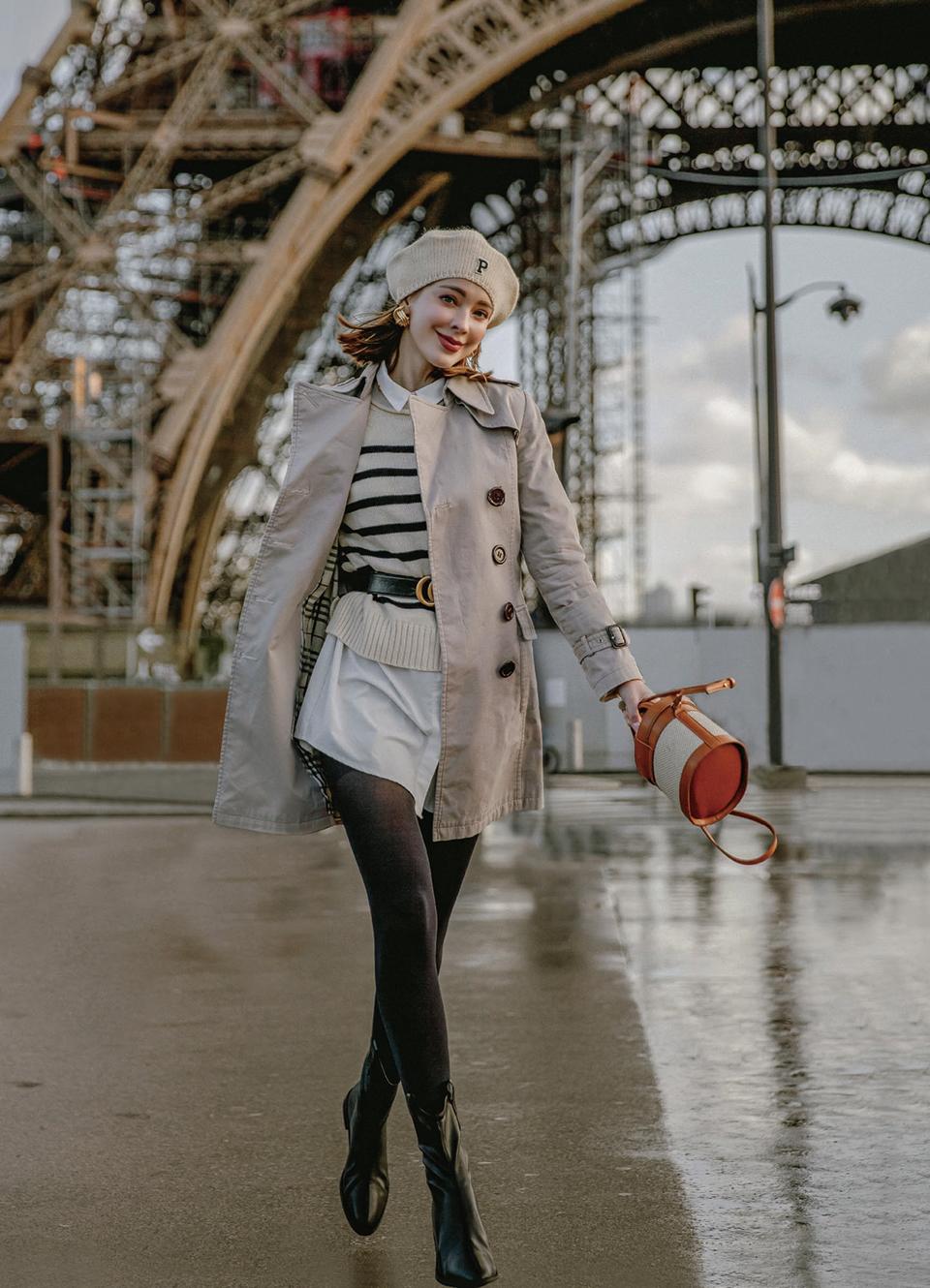 安妮在巴黎街頭拍攝，靈感來自影集《艾蜜莉在巴黎》。（圖／伊林娛樂提供）