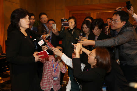 North Korean Vice Foreign Minister Choe Son Hui speaks to reporters after a news conference following the end of a summit between North Korean leader Kim Jong Un and U.S. President Donald Trump, in Hanoi, Vietnam, March 1, 2019. Yonhap/via REUTERS