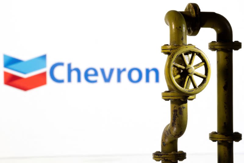 FILE PHOTO: Illustration shows Chevron logo and natural gas pipeline