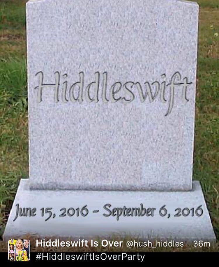 El hashtag #hiddleswiftisover cobró fuerza rápidamente. 