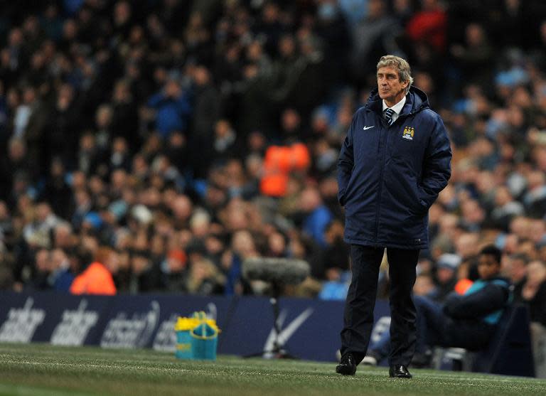 Manchester City's manager Manuel Pellegrini, seen during their English Premier League match against Leicester City, at the Etihad Stadium in Manchester, north-west England, on March 4, 2015