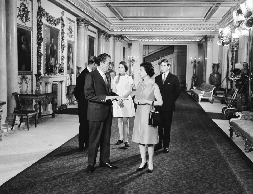 President Richard Nixon with Queen Elizabeth II and her immediate family.