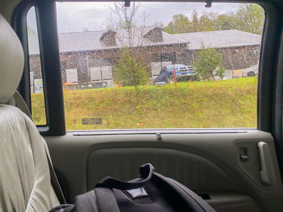 Inside a cab in Pigeon Forge, Tennessee on a rainy day.