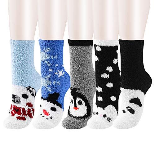 5-Pack Winter Animals Fuzzy Socks